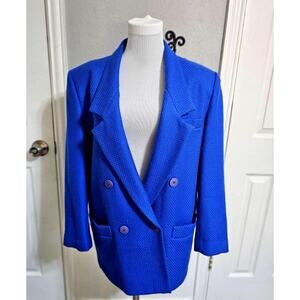 SK& Company Women VTG Blazer Blue 100% Wool Jacket SZ 12